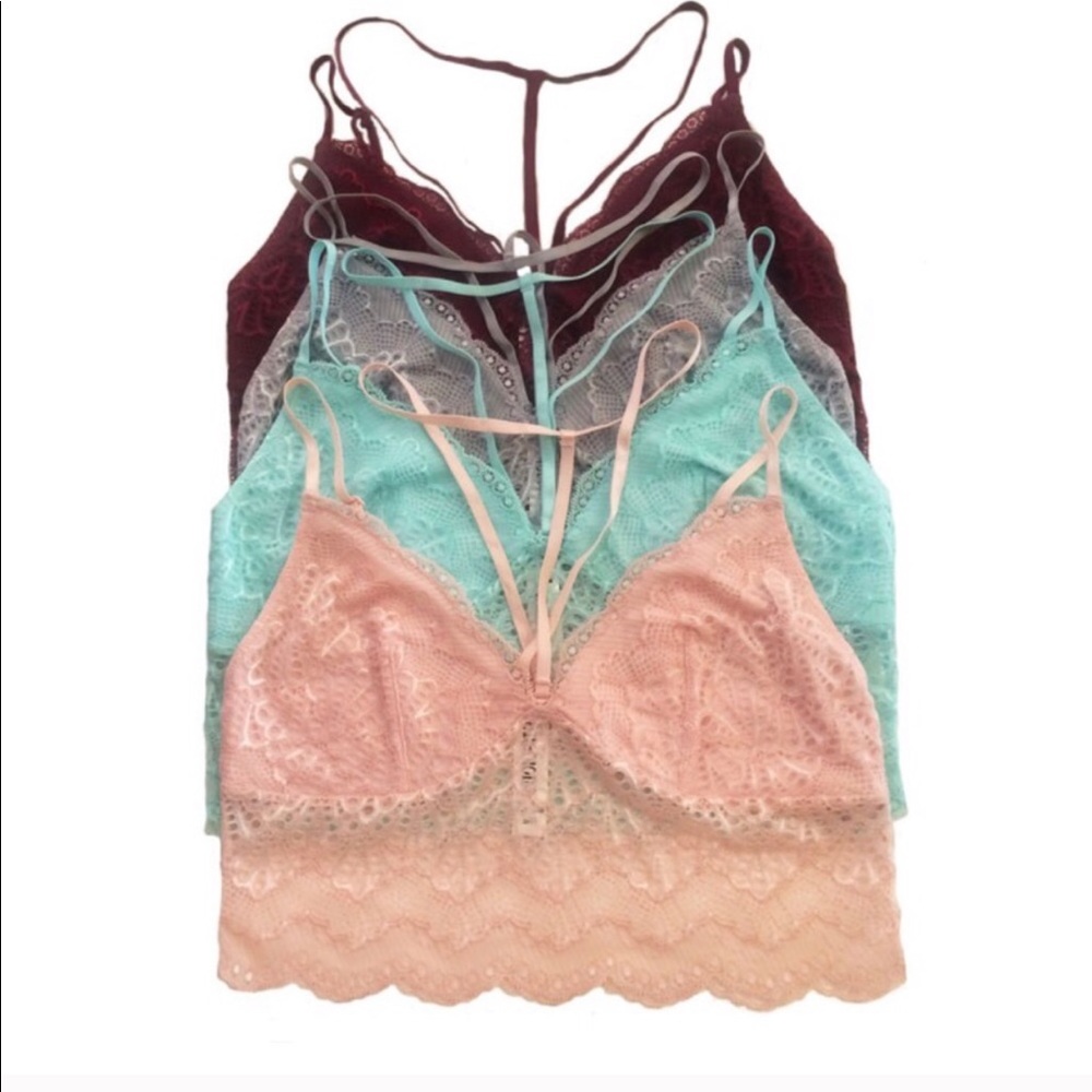 Mint Blue Lace Bralette Stylish Strap - Picture 2 of 5